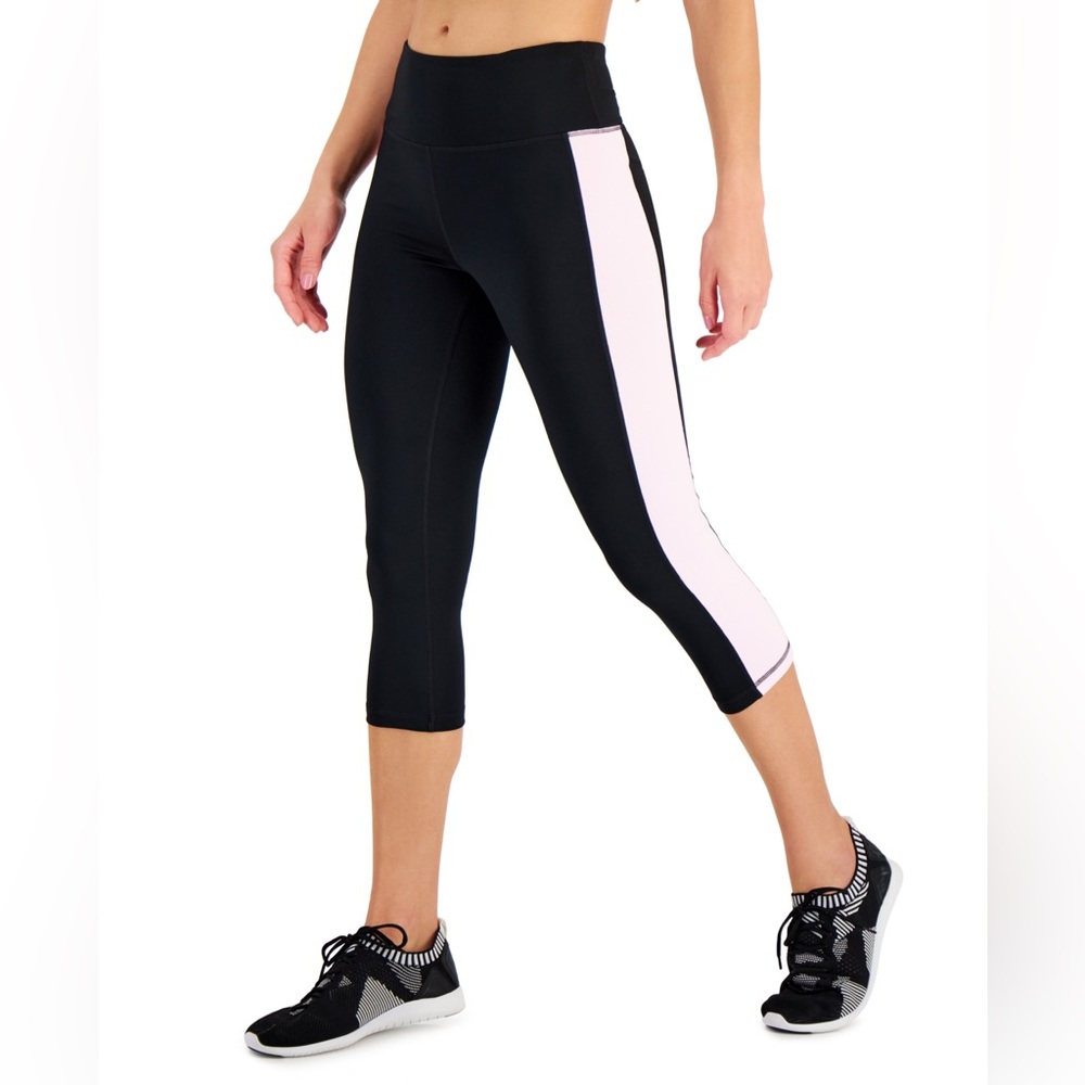 Ideology Essentials Colorblocked Cropped Leggings, Noir White Size 2X New w/Tag